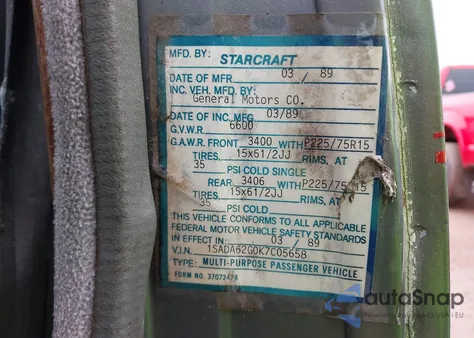 1989 GMC Rally Wagon / Van G2500 z USA, uszkodzony, nr VIN 1GDEG25KXK7513172